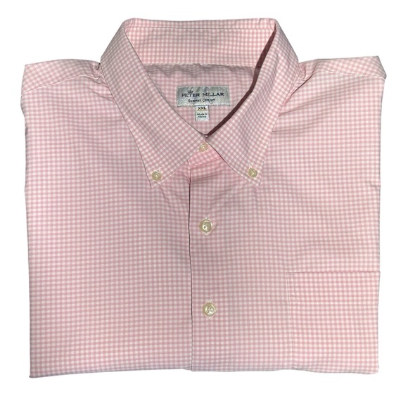 Peter Millar Summer Comfort Shirt Button Up Performance Pink Gingham Siz… - Picture 2 of 14
